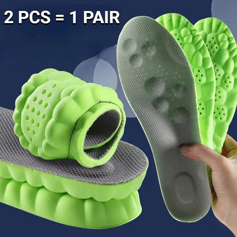 4D Sports Massage Insoles for Adults High Elastic Soft Deodorization Massage Running Football Orthopedic Shoe Pads Unisex