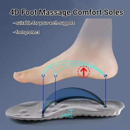 4D Sports Massage Insoles for Adults High Elastic Soft Deodorization Massage Running Football Orthopedic Shoe Pads Unisex